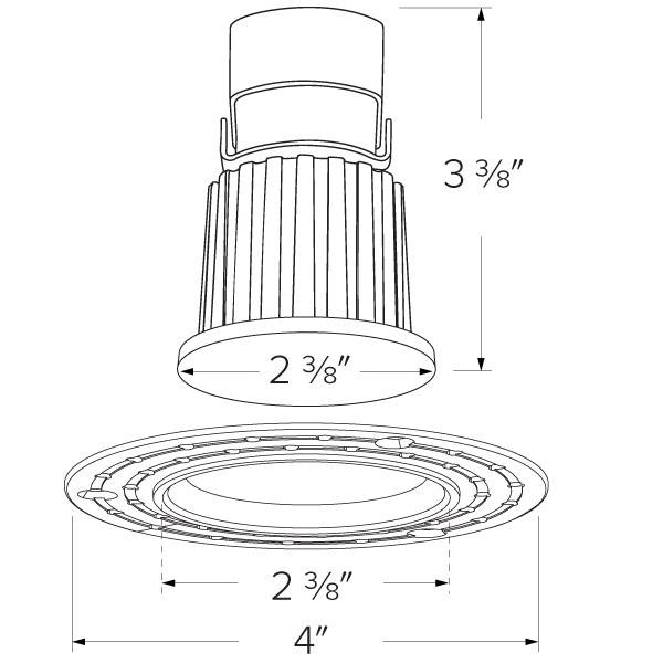 1 in. Round Trimless Recessed Oak Downlight