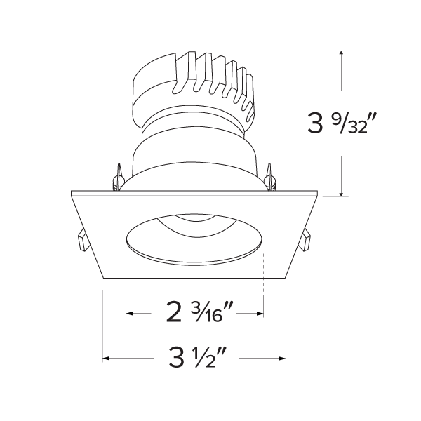 2 in Canless Square Adjustable Reflector