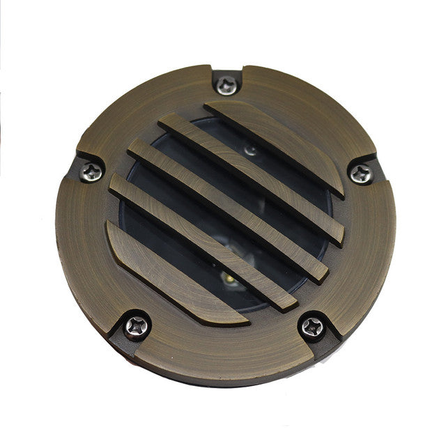 LED Brass Well Light with Louver Cover