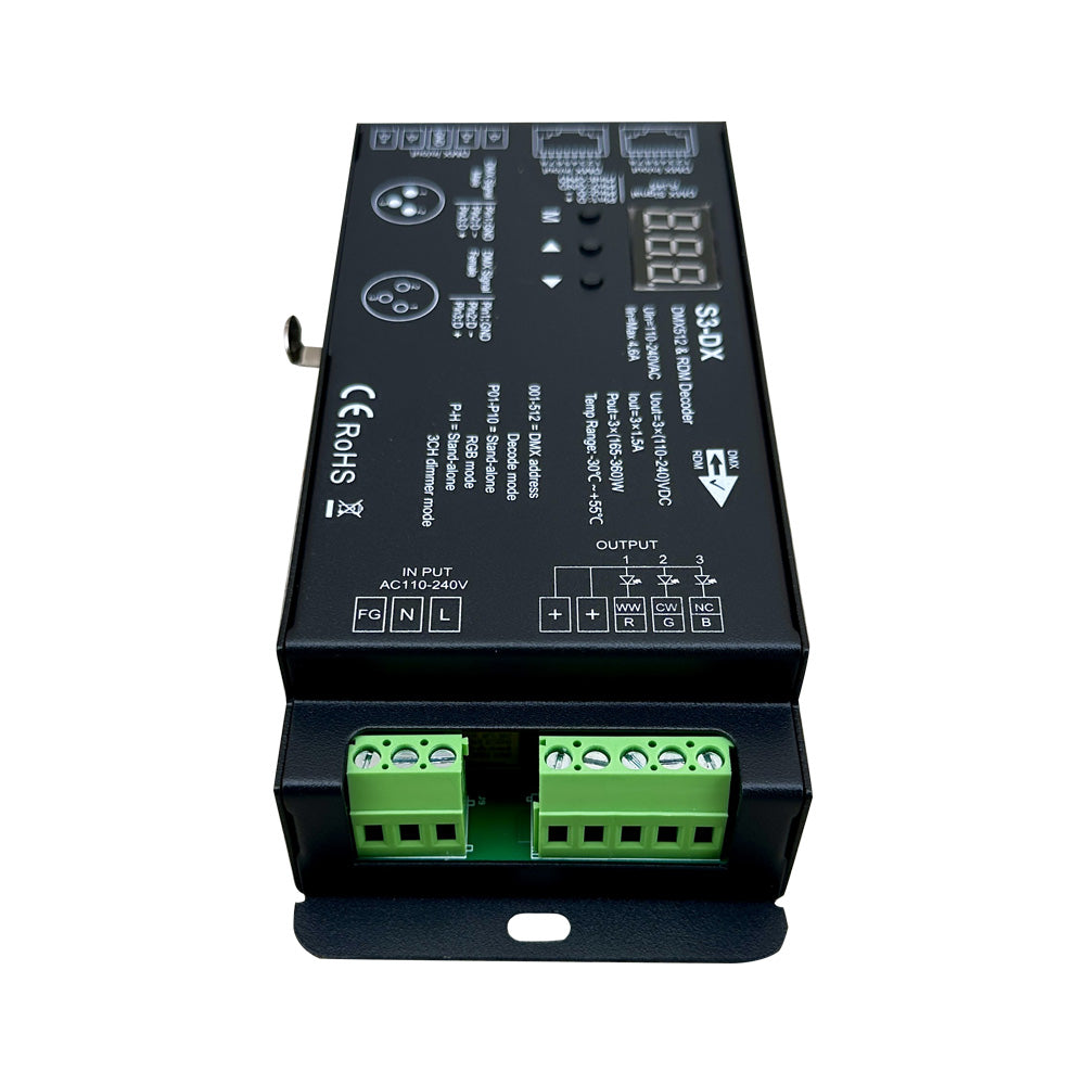LED 3-Channels RGB DMX Decoder 3-Pin 110-240V AC | Step 1 Dezigns
