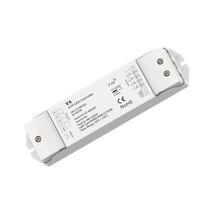 LED RGBW/RGB/CCT/Dimming 4 Channel RF Controller