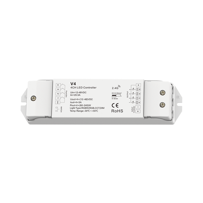 LED RGBW/RGB/CCT/Dimming 4 Channel RF Controller