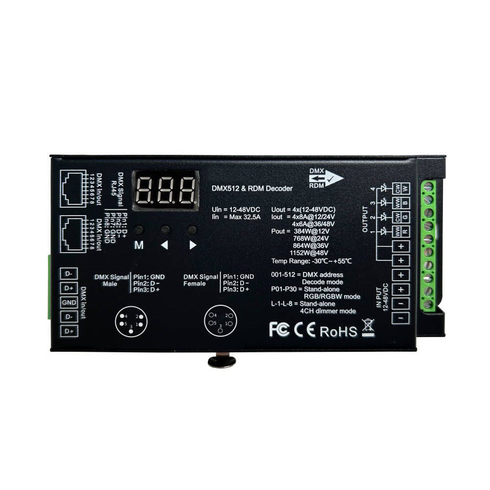 LED 4-Channels RGBW DMX Decoder 5-Pin | Step 1 Dezigns