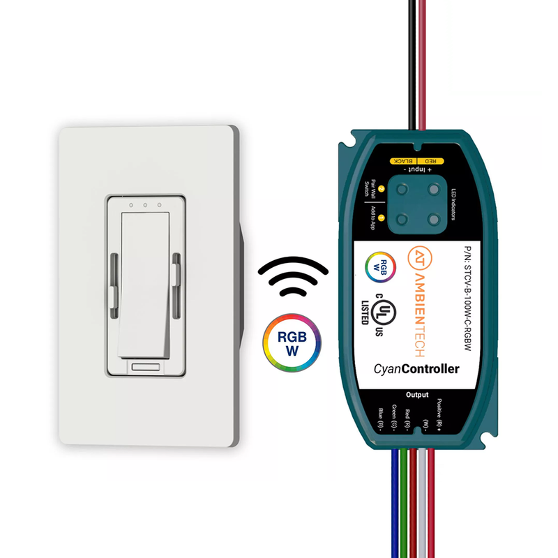 LED CyanRGBW LED Controller and Wall Switch