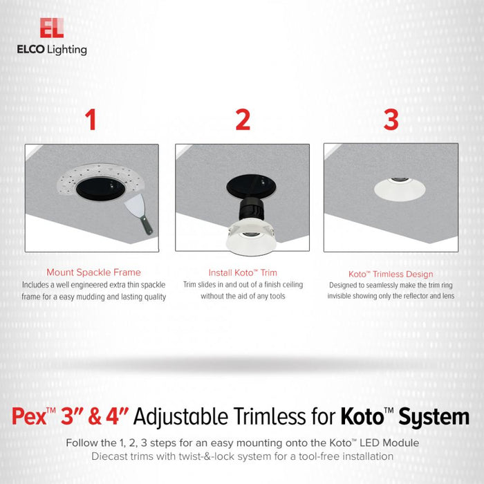 3 in Koto Square Trimless Smooth Reflector or Adjustable