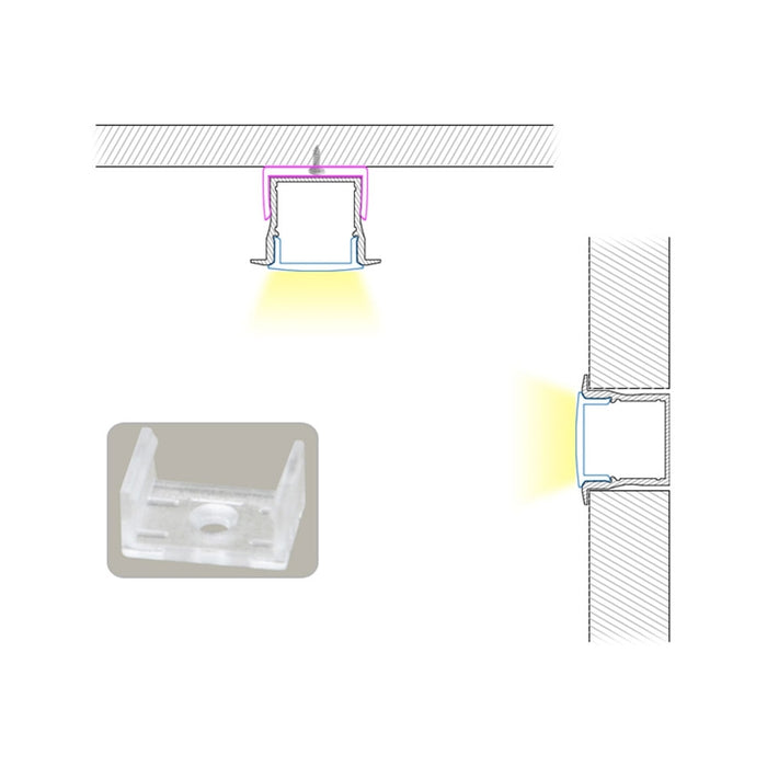 EL-CH-102/106/107 LED Slim Aluminum Channel Mounting Clips - Step 1 Dezigns