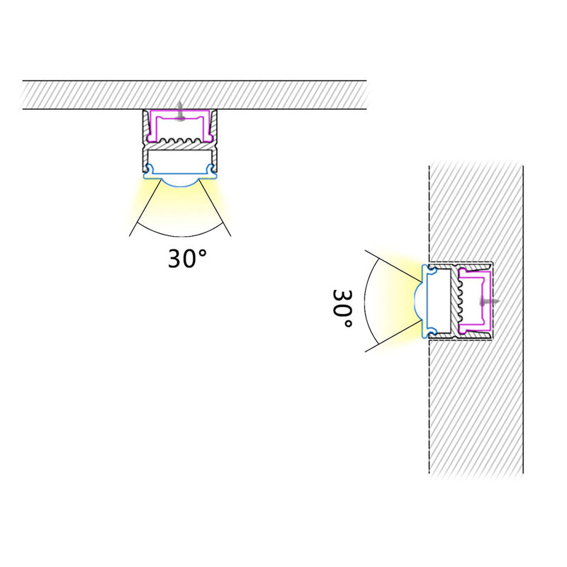LED 30 Degree Wall Grazer Aluminum Channel - Step 1 Dezigns