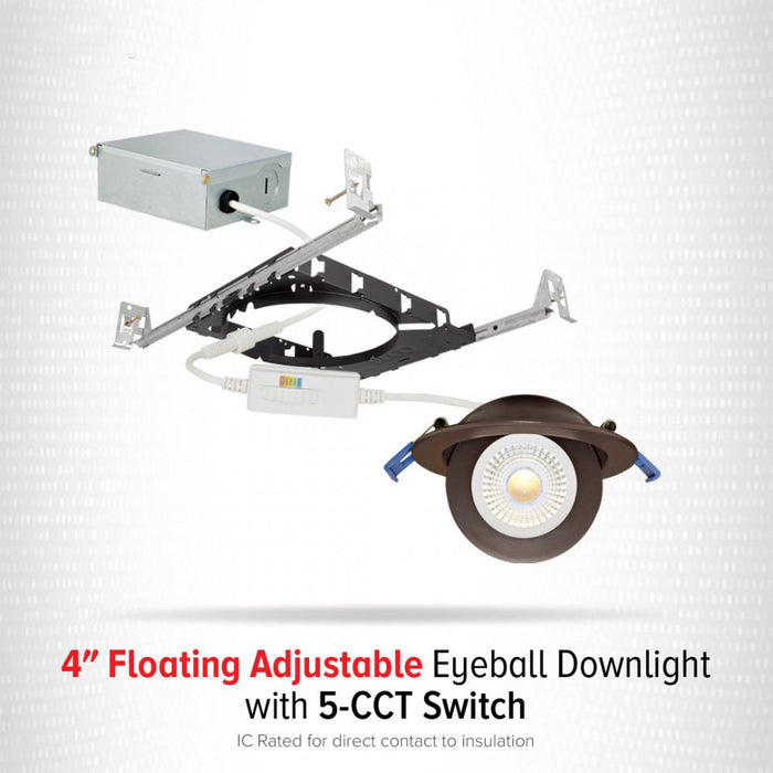 4 in. Floating Adjustable Eyeball Downlight with 5-CCT Switch