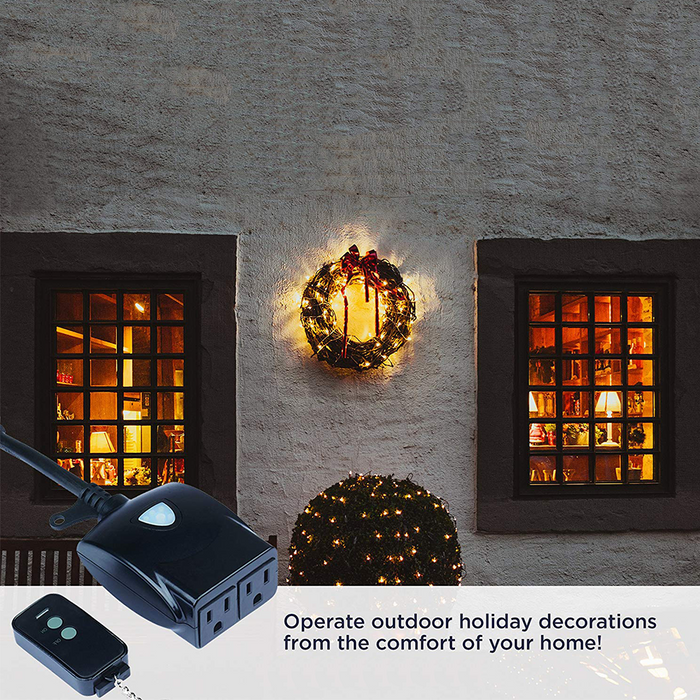 Waterproof Outdoor LED Light Wireless Remote Control Outlet Power Switch  Plug In