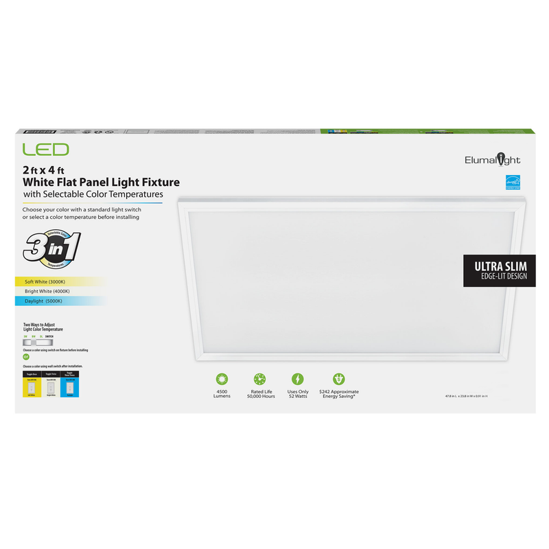 Panel de luz LED CCT seleccionable de 24 x 48 pulgadas